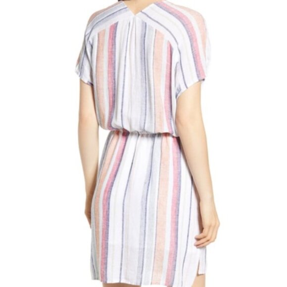 RAILS Wren Marrakesh Stripe Mini Dress Linen Drawstring Women's M - Picture 3 of 8